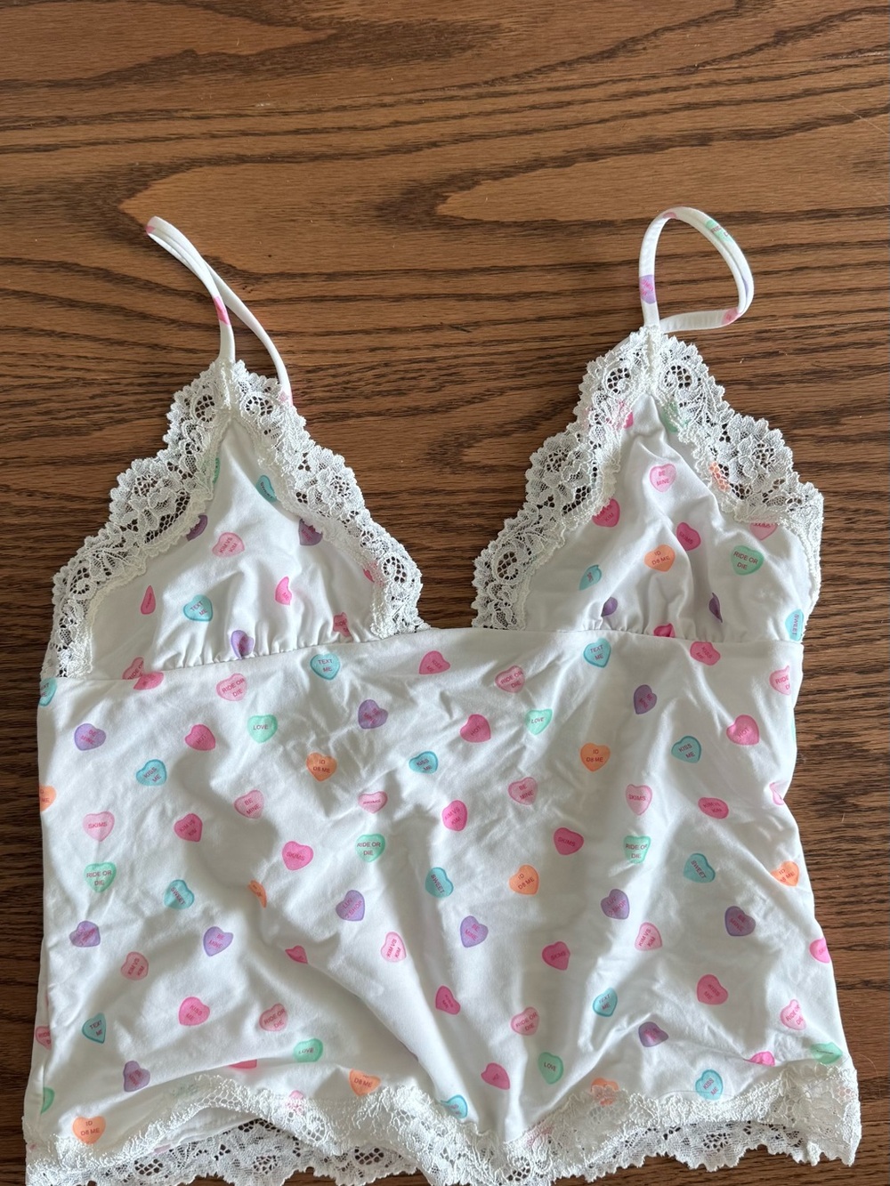 Skims Women's Lace-Trim Heart Print Camisole (M)
